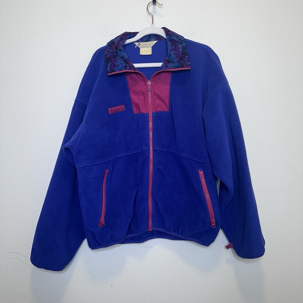 Vtg 90s Columbia Full Zip Purple Southwestern Aztec Fleece Jacket Women's XL - Picture 1 of 5